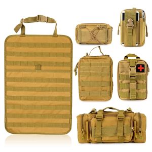 Förpackar 5 Molle påsar Universal Vehicle Panel Organizer Storage Bag Car Seat Back Organizer Tactical Seat Back Organizer