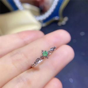 Ring Jewelryar 925 Silver Tidigare Natural Emerald Female Ring Support Detection Y1128