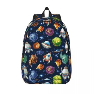 Ryggsäckar Comic Space Ryggsäck Planeter Spaceships For Boys Kids Student Schoolbag Bookbag Science Rocket Cartoon Galaxy Daypack