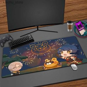 Maus -Pads Handgelenk ruht Genshin Impact Mouse Pad Großes Gaming -Naturkautschuk Soft Deskmat Laptop Anime Mousepad 900x400mm Teppich PC Gamer Desk Mat240419