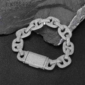Hip Hop 16mm Pig Nose Bubble Cuban Chain Zircon Bracelet Jewelry Accessories Mens
