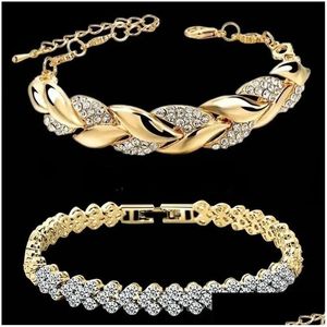 Bangle Luxury Love Braided Leaf Bransoletka Bransolet Kryształowe bransoletki ślubne dla kobiet rocznicowy walentynki Prezenty Dhabs Estetyczna biżuteria