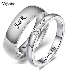 Solitaire Ring anpassad rostfritt stål bröllopsparringar för kvinnor män engagemang band cz sten pussel pataire party ring smycken gåva D240419