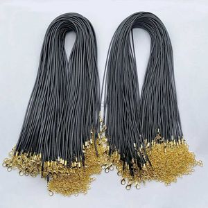 Подвесные ожерелья модное покрытие золото 1,5 мм 2,0 мм 45 см черно -восковой веревочной ожерель