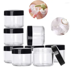 Storage Bottles 50pcs 2g/3g/5g/10g/15g/20g Plastic Clear Cosmetic Jar Black Lid Makeup Containers Lip Lotion Vials Face Cream Sample Pot Gel