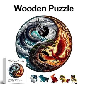 3D Bulmacalar Ejderha ve Phoenix teması ahşap bulmaca benzersiz düzensiz hayvan şekilli oyuncaklar yaratıcı el yapımı süslemeler tatil hediyesi 240419