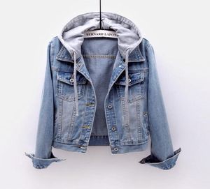 Womens Girls Casual Slim Fit Short Jacket With Hoodies Långärmrock Trucker Denim Jean Jacket Blue For Women8859817