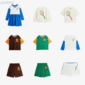Kız Elbiseleri Yeni 2024 İlkbahar Yaz Çocuk Kıyafetleri Sweatshirts Şort Koreli Çocuklar Erkek Kız Kızlar Spor Pamuk Tişörtleri Üst Prenses Elbise D240423