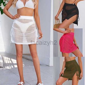 Knitted skirt women's new sexy swimwear dress for the summer of drawstring elastic waistband sweater wrapped buttocks short skirt