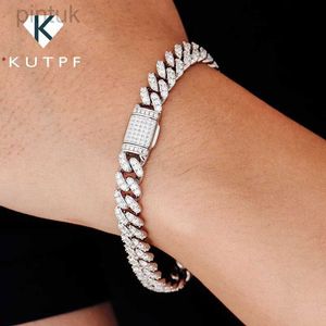 Kette 8mm Kubanverbindungskette Full Moissanit Diamond Armbänder für Frauen Männer 925 Sterling Silber Hip Hop Punk ECED Tennisarmband D240419