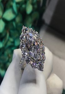 Vintage Marquise Cut 3ct Lab Diamond Ring 925 STERLING Gümüş Bijou Nişan Düğün Bankası Kadınlar için Gelin Partisi Takı 23658313