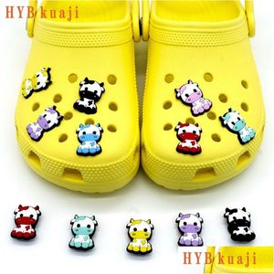 Shoe Parts & Accessories Hybkuaji Custom Milk Cow Charms Wholesale Shoes Decorations Pvc Buckles For Drop Delivery Dhuyz