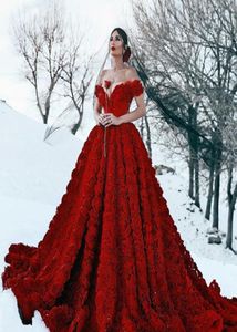 Dubai 3DRose Prom Dresses Sexy Off Shoulder Corset LaceUp Ball Gown Floral Party Dresses Charming Sweep Trian Saudi Celebrity Ev5645096