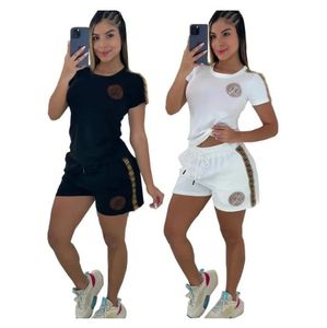 Deisgner Women Letters Printed Tracksuits zweiteilige Shorts Set Summer Sexy Short Sleeve Tops und Casual Shorts Suits Plus Size Clothing