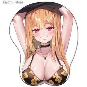 Mouse Pads Wrist Rests New Anime My Dress Up Darling Marin Kitagawa Sexy Big Breast 3D Mouse Pad Cute Manga Pad with Wrist Oppai Silicone Gel Boobs Mat Y240419