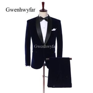 Tuxedos 2018 Hot Sale Velvet Man Suits For Man Roupos 2 PSC Aceito de lapela de lapela de casamento clássico estilo preto preto