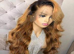 Verkauf von 1B27 Spitzenfront menschliches Haar Perücken mit Baby Haarwellen vorgezogen Ombre Farbe Brasilianische blonde Haarperücken für Frauen Blea57909898361
