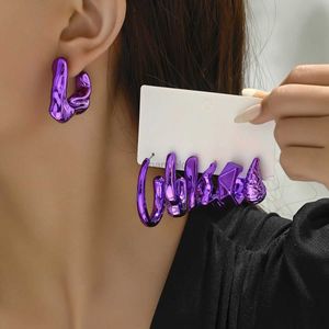 Other Purple series Bohemian exaggerated personality womens earrings Punk Geometric Wedding Party Jewelry 240419