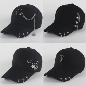 Ballkappen Mode Cotton Baseball Cap kreativer Piercing Ring Hip Hop Punk Erwachsener lässig verstellbar Unisex Snapback Hats Gorra