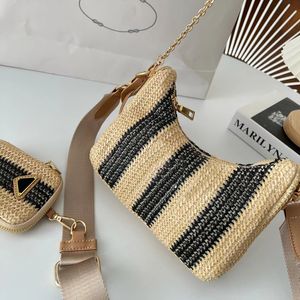 Fashion 7A Straw weave Raffias beach Designer tote bag High capacity Womens mens Luxury Triangle shopper crossbody bag lady travel Underarm handbag Shoulder bags