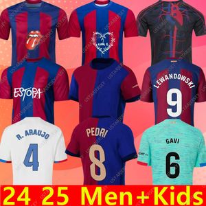 23 24 25 Pedri Gavi Soccer Jersey Lewandowski FC Ferran Camiseta de Football Shirt Auba Joao Cancelo F. de Jong 2023 2024 2025 Ansu Fati Football Joao Felix Men Kids