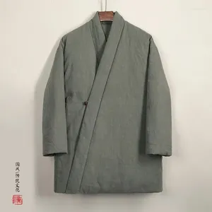 Roupas étnicas Robe Zen Taoist Monk Cotton Jackets for Men Winter espessura casaco Budista Jaqueta Tradicional Chinesa