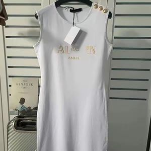 Vestido casual básico vestuário feminino tanque de tanque de tampa feminina algodão slim slim hipster b letra de vestido de um passo, camiseta de ouro, mulher boa