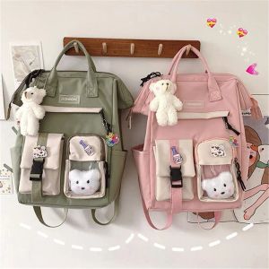 Backpacks Student Backpack Large Capacity Waterproof Candy Colors Backpacks Fancy High School Bags for Teenage Girl Cute Travel Rucksack