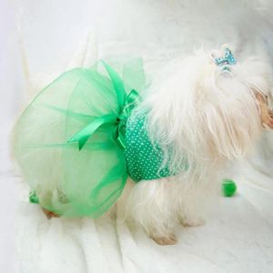 犬のアパレル服サマーペットドレス薄いペットスカート緑のかわいいクールな通気性のある小さな犬のための涼しい通気性服