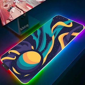 Maus -Pads Handgelenk ruhen RGB Large Gaming Maus -Pad Blue Cloud Art Maus Matte Übergroße LED ausgedehntes Mousepad -Tastaturpolster xxl 100x50cm Schreibtisch Matte Y240419