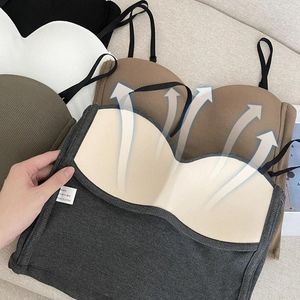 Serbatoi di camisoles senza saldatura di seta di seta ghiacciata canotta senza filo sexy giubbotto estivo reggiseno in lingerie donne tubo monopezzo senza maniche