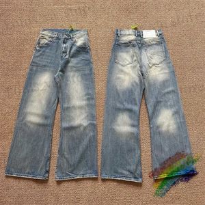 Schema di ramificazione per jeans maschile che gira pantaloni jeans gambe dritti per uomini donne 1 1 pantaloni da jogger lavati di alta qualità T240419