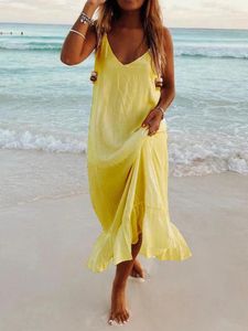 Casual Dresses OMSJ Women Sexy Spaghetti Strap Maxi Summer Boho Beach V Neck Sleeveless Loose Camisole Long Party Vestidos