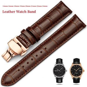 Watchband 14mm 16mm 18mm 19mm 20mm 21mm 22mm 24mm Genuine Leather Strap Men Universal Replacement Watch Band Watch Accessories 240419