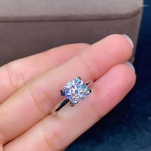 Anéis de cluster anéis GRA Certificados Moissanite Jóias femininas 12 anel de 12 anel 14K Gold branco 925 Presente de luxo de casamento de prata esterlina