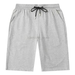 Mäns shorts herrar sommar 100% bomull mjuk knä längd shorts solid grå anpassad last kort hög kvalitet 200 g casual gym sportstammar 240419 240419