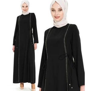 Ramadan kvinnor svart full längd abaya muslimsk blygsam klänning islamisk kalkon marockansk dubai kaftan klänning arab burka kläder s-xl240416