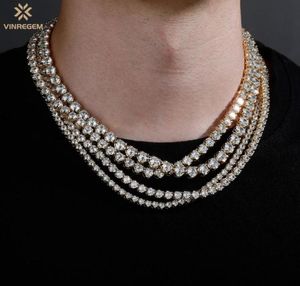 Chains Vinregem Hip Hop Rock 925 Sterling Silver 6MM Created Moissanite Gemstone Tennis Chain Necklace Bracelets Fine Jewelry Whol7129517