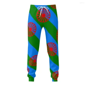 Mäns byxor Gypsy Flag Mens Sweatpants med fickor joggar för män sport casual svett dragkammare