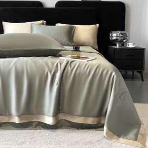 High End 100s Aosterrian Lanjing Sky Silk Summer Cool Quilt Silk Slooth Four Piece Set Ice Silk Air Conditioning Quilt Machine Washable Thin Quilt