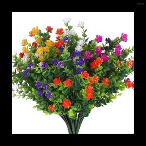 Dekoracyjne figurki 10pcs pakiety sztuczne kwiaty Odporne na Outdoor UV Brak zanikania Faux Plastic Greenery Shrubs Plants