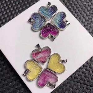 Link Braccialetti 4pcs Natural Flower Heart Stringant Healing Reiki With Hole Fashion Jewelry for Friends Holiday Gifts