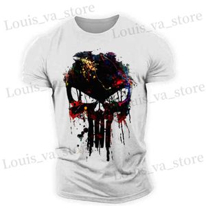 Męskie koszulki Męskie T-shirty 3D szkielet drukowane Strt retro sparta krótkie płyty hip-hopowe Tops Owwony T Shirt Man Lose Ubranie T240419