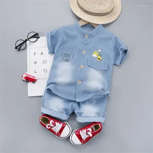 Zestawy odzieży Summer Baby Boys Dżins dzieci swobodne koszuli z krótkim rękawem szorty 2pc/set dzieci odzież sportowa moda odzież mody