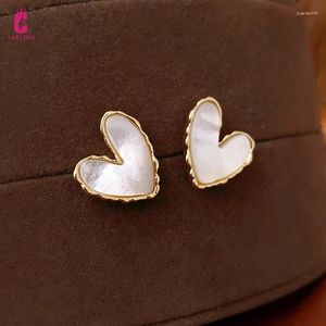Saplama küpeler gerçek altın kaplama kabuk kadınlar için aşk kalp Kore ışık lüks mizaç küpe moda basit mücevher
