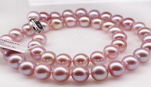 Nuovi gioielli di perle sottili fine 10-11 mm collana di perle rosa del mare naturale da 18 pollici Silver5833549