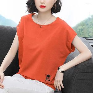 Frauen T-Shirts Mode O-Neck Druckbrief Batwing Ärmel T-Shirts Kleidung 2024 Sommer Lose Casual Tops Pendler Tee T-Shirt