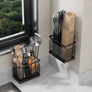 Armazenamento de cozinha 1pc Rack de utensílio montado na parede para garfos colheres de pauzinhos de material doméstico