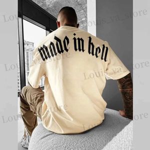 Men's T-Shirts Y2K T Shirts Mens Oversized Short Slve O Neck T-Shirt Strtwear Fashion Letter Print Loose T For Men Clothing Hip Hop Tops T240419