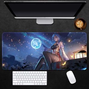 Mouse blocs de mouse descansa o jogo genshin impacto art hd impressão xxl mouse pad acessório de jogador quente hot mesa de mesa de mesa bloqueio de bloqueio teclado de borda não deslizamento y240419